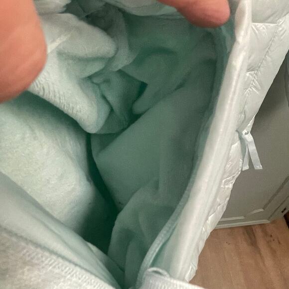 Swiss Tech Ice Blue Size Large 12 14 Long Puffer Jacket Coat Full Zip Hooded - Picture 5 of 8